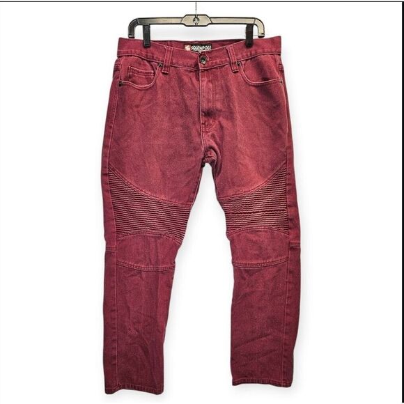 Southpole Jeans 34X30 Actual 34x29 Red‎ Regular Straight Denim 90s Y2K Hip Hop - Picture 1 of 9